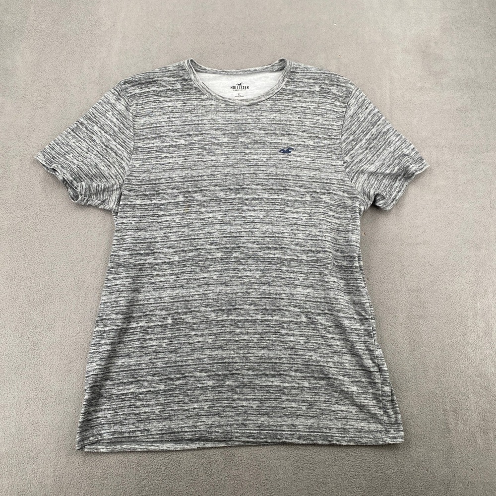 Hollister Mens XL Grey White Space Dye Short Sleeve T-Shirt Crew Neck Logo